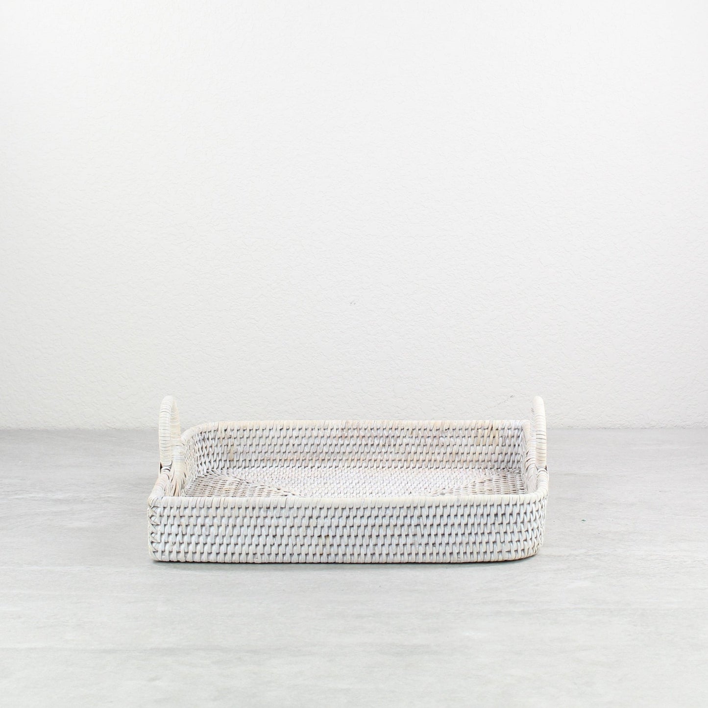 Eco Handcraft handmade rattan leaf shaped tray with handles, ideal for bathroom, spa, or vanity organization