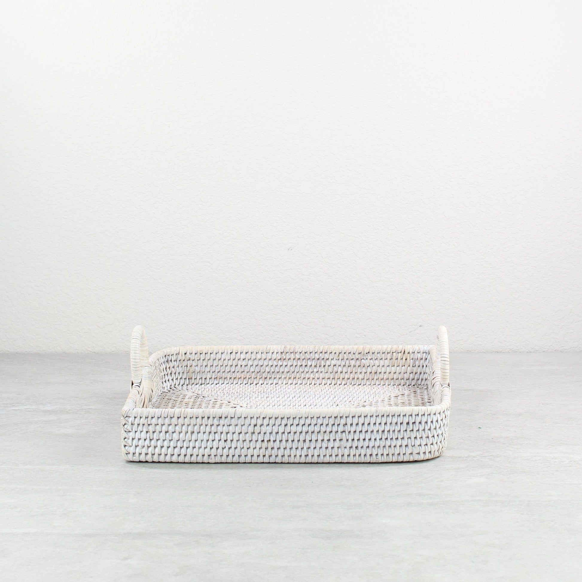 Eco Handcraft handmade rattan leaf shaped tray with handles, ideal for bathroom, spa, or vanity organization