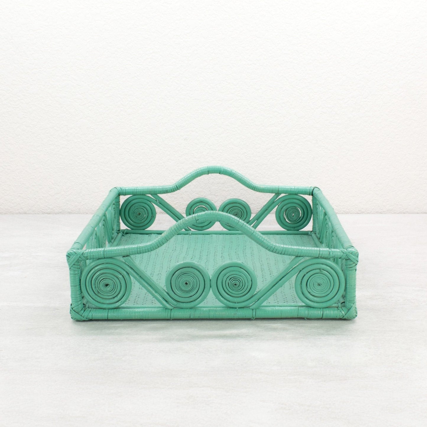 1940s Vintage Inspired Swirly Square Rattan Tray