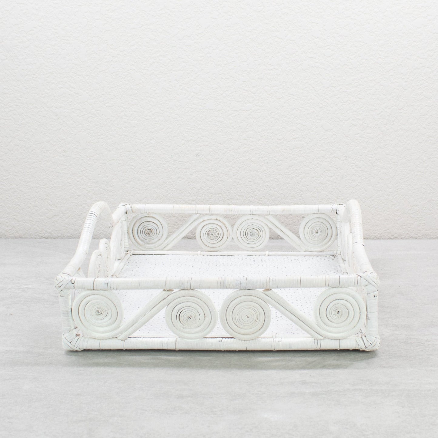 1940s Vintage Inspired Swirly Square Rattan Tray