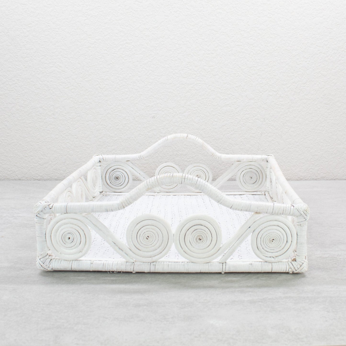 1940s Vintage Inspired Swirly Square Rattan Tray