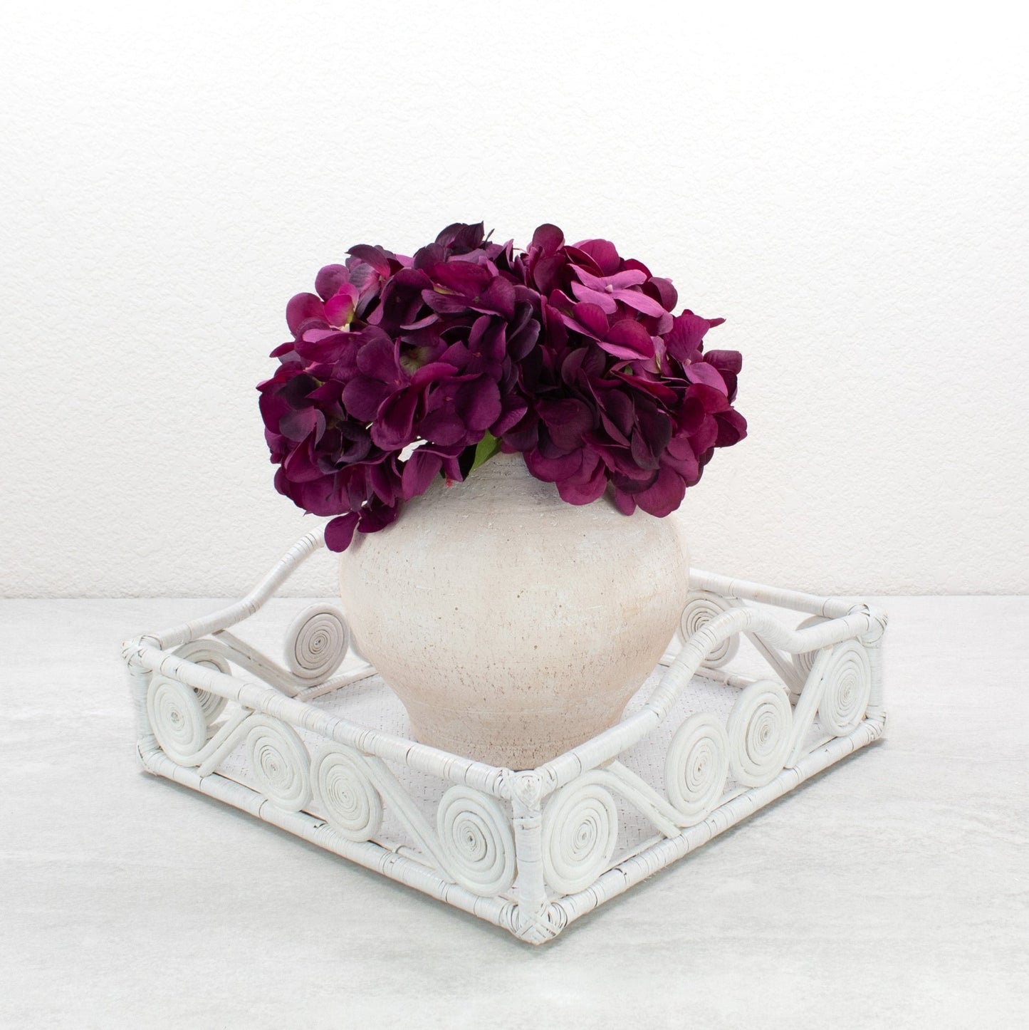 1940s Vintage Inspired Swirly Square Rattan Tray