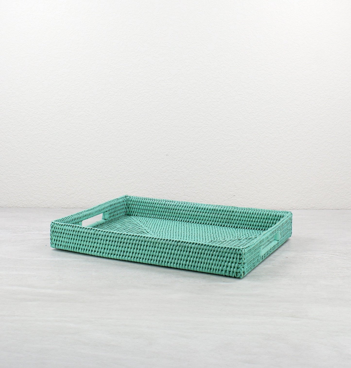 Chic Rattan Rectangular Storage Tray with Handle-Medium (15.8")