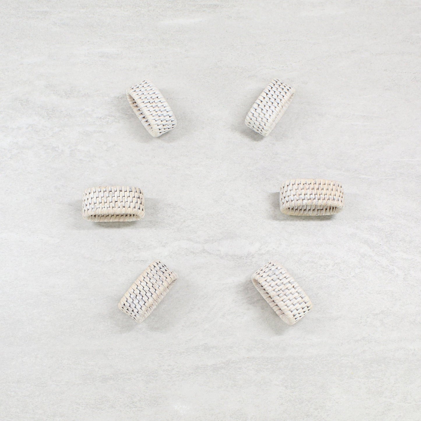Eco Handcraft natural tight-woven rattan napkin rings, set of 6, for elegant farmhouse or beach table settings