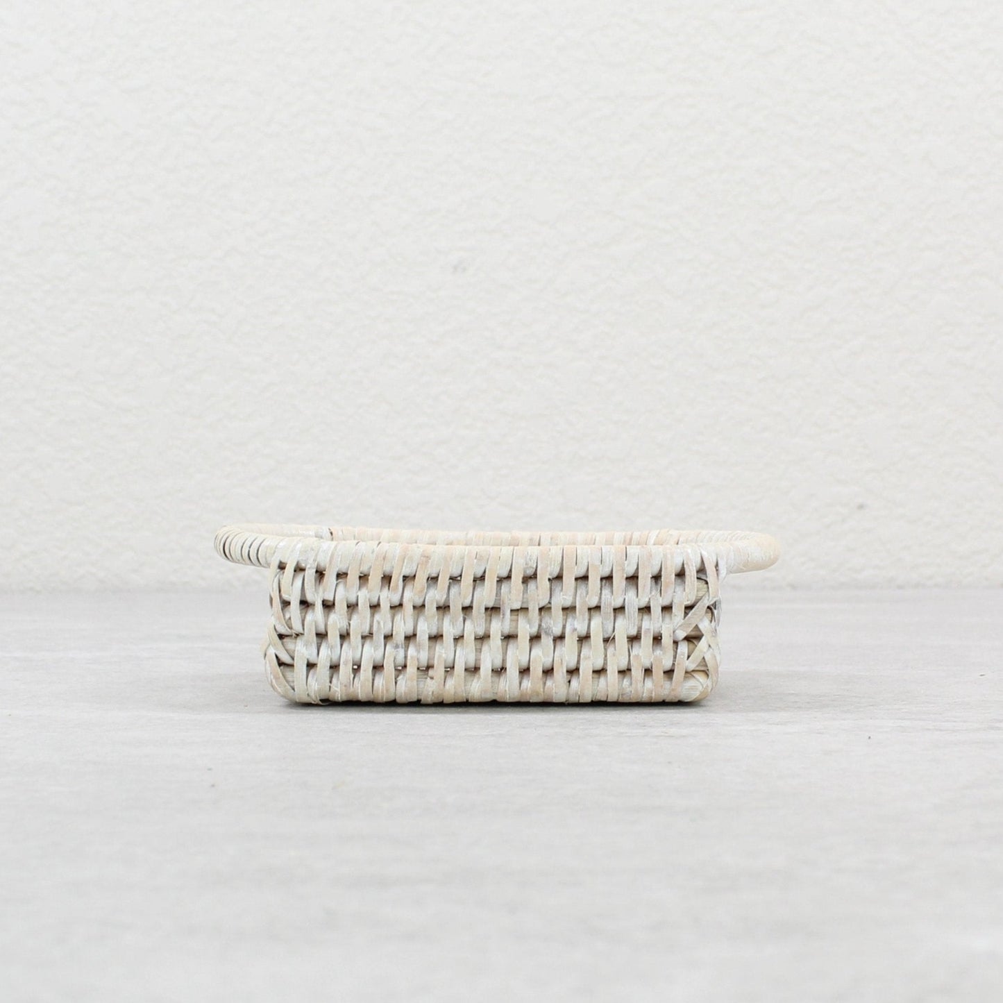 ECO HANDCRAFT whitewashed small rattan tray, perfect for holding spices, tea bags, or jewelry on countertops or tables