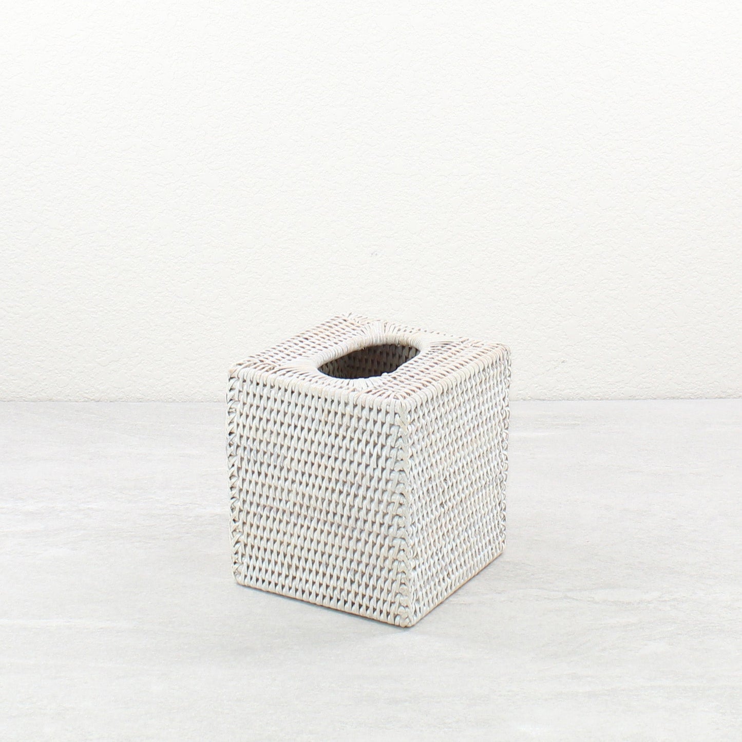 ECO HANDCRAFT handmade whitewash rattan tissue box cover with oval top opening for modern natural bathroom decor