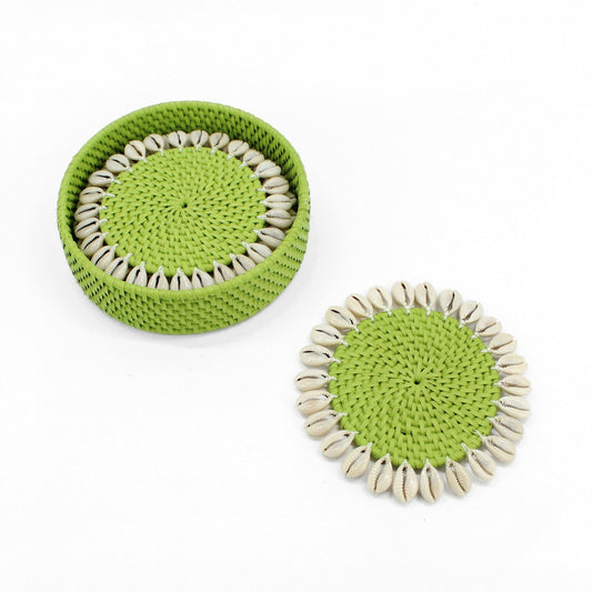 Dinning-Table-Setting-Luxury-High-Quality-Handmade-Sustainable-Green-Rattan-Seashell-Coaster-1