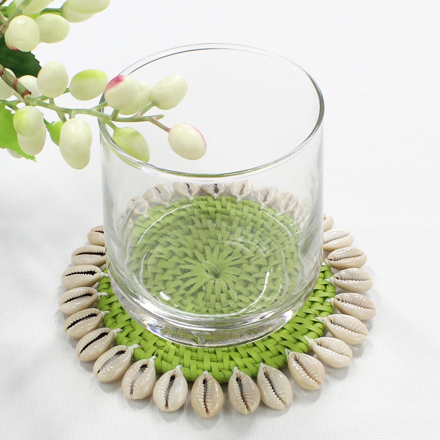 Dinning-Table-Setting-Luxury-High-Quality-Handmade-Sustainable-Green-Rattan-Seashell-Coaster-6