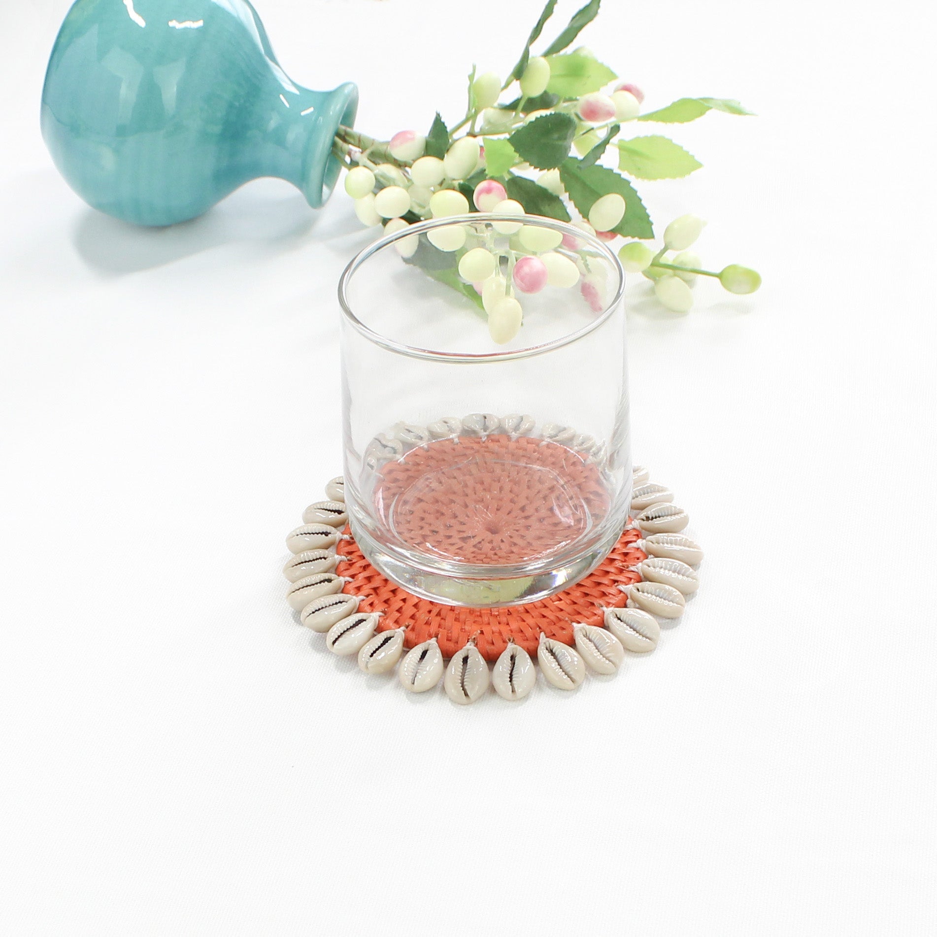 Dinning-Table-Setting-Luxury-High-Quality-Handmade-Sustainable-Orange-Rattan-Seashell-Coaster-4