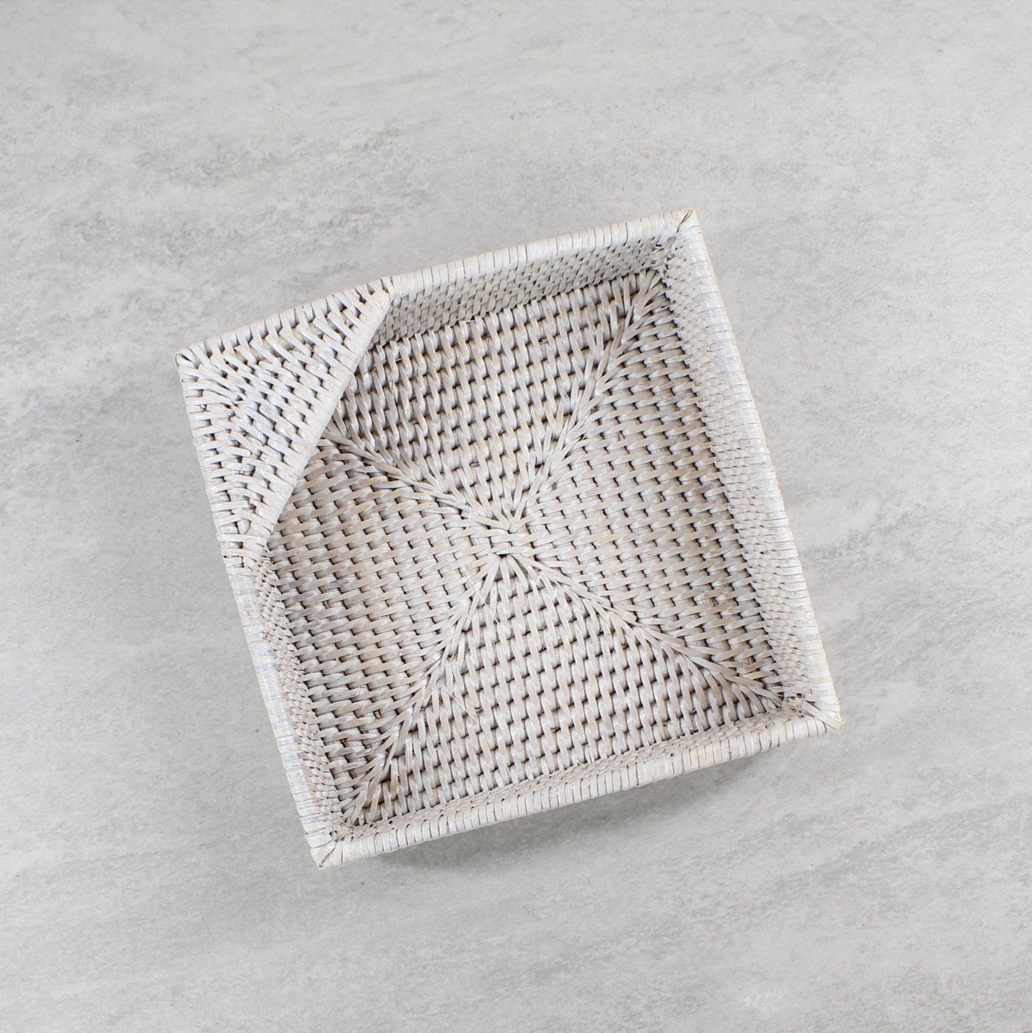 Eco Handcraft whitewash rattan napkin holder, handmade for farmhouse and boho home decor, serving