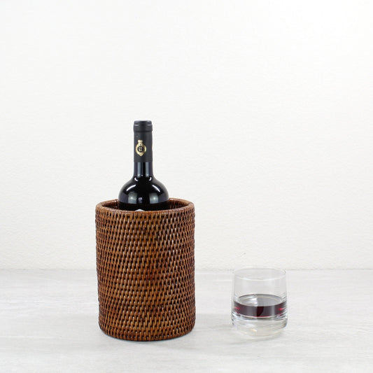 ECO HANDCRAFT handmade honey brown rattan canister for stylish eco-friendly storage or decor