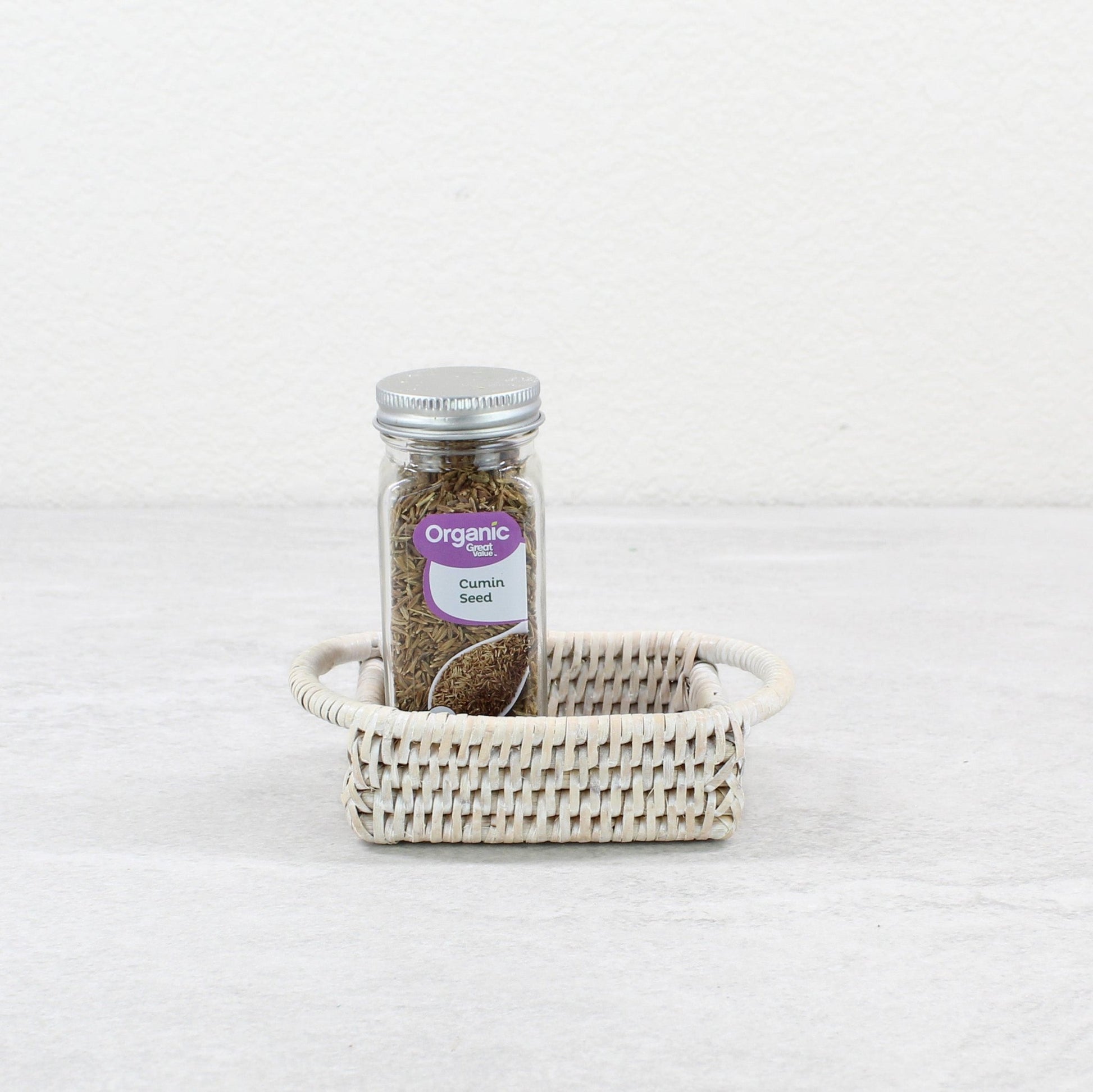 Eco Handcraft mini rattan condiment holder in whitewash – handmade basket perfect for spices