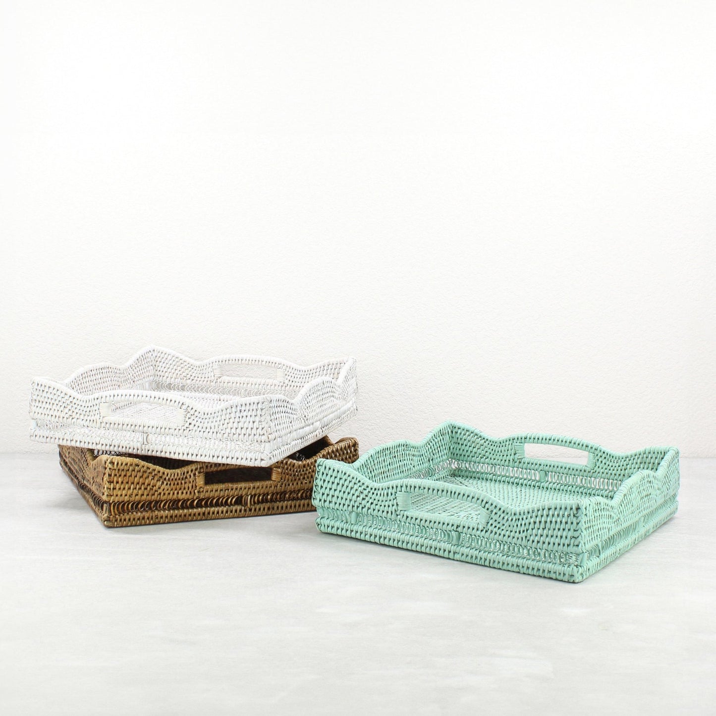 Tight woven square rattan tray for serving, handmade eco-friendly décor-01