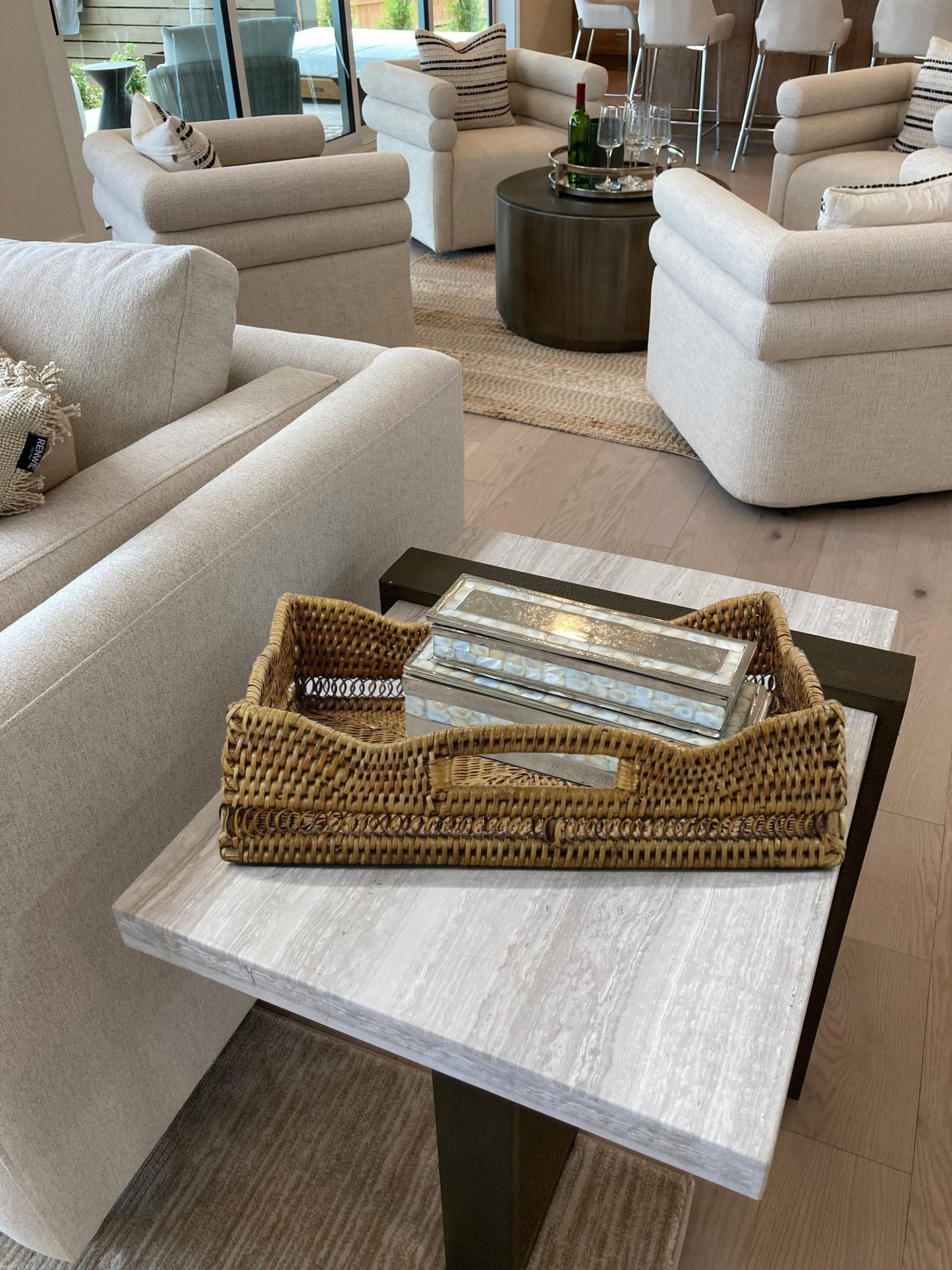 Tight woven square rattan tray for serving, handmade eco-friendly décor-03