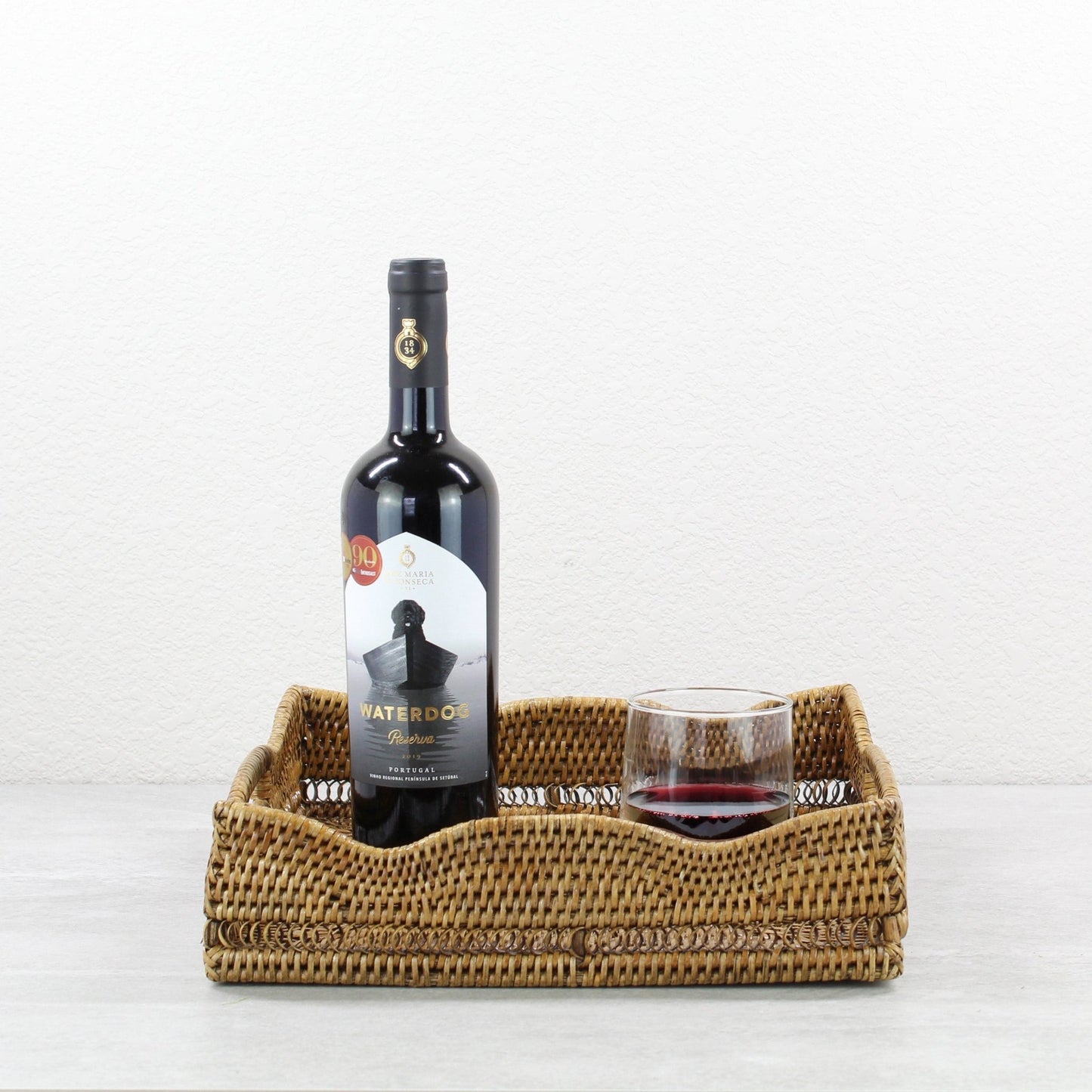 Tight woven square rattan tray for serving, handmade eco-friendly décor-07