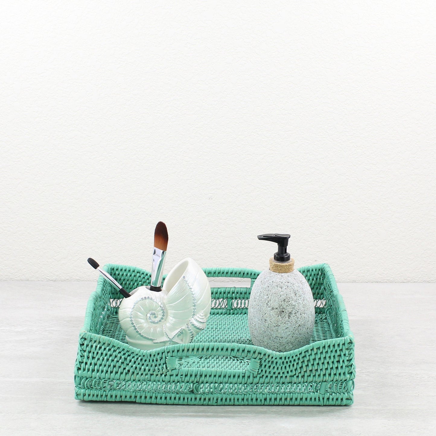 Tight woven square rattan tray for serving, handmade eco-friendly décor-17