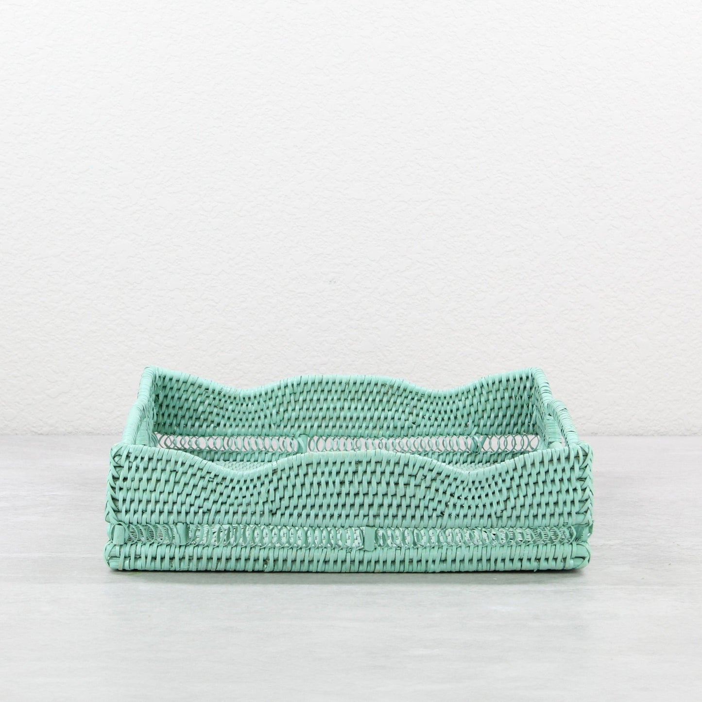 Tight woven square rattan tray for serving, handmade eco-friendly décor-18