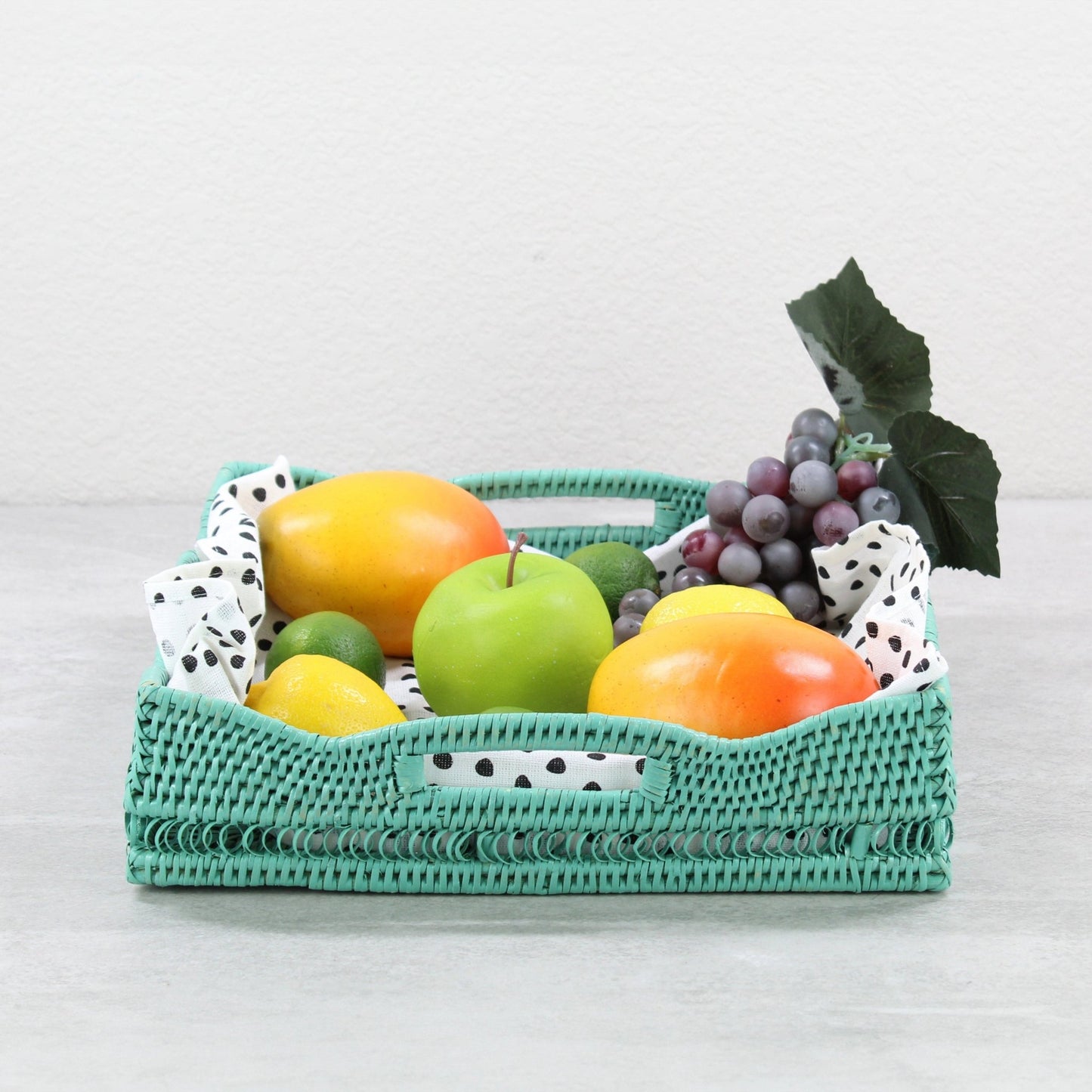 Tight woven square rattan tray for serving, handmade eco-friendly décor-20