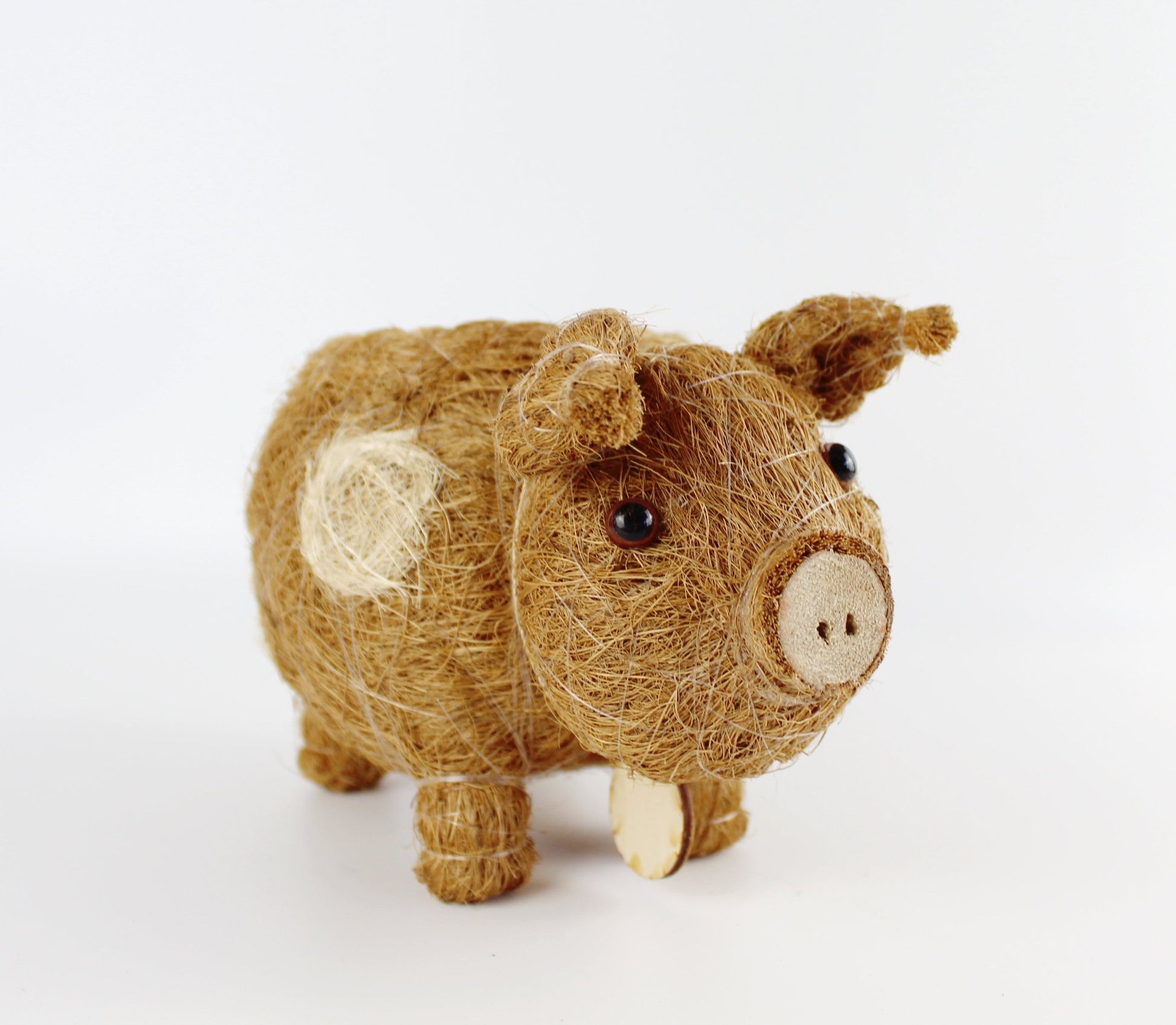 Handmade Coco Coira Animal Planter- Baby Pig - Eco Handcraft store