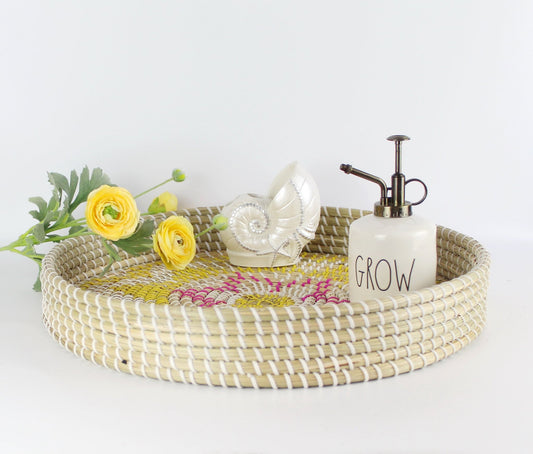 Natural Seagrass Woven Round Serving Tray - Eco Handcraft store