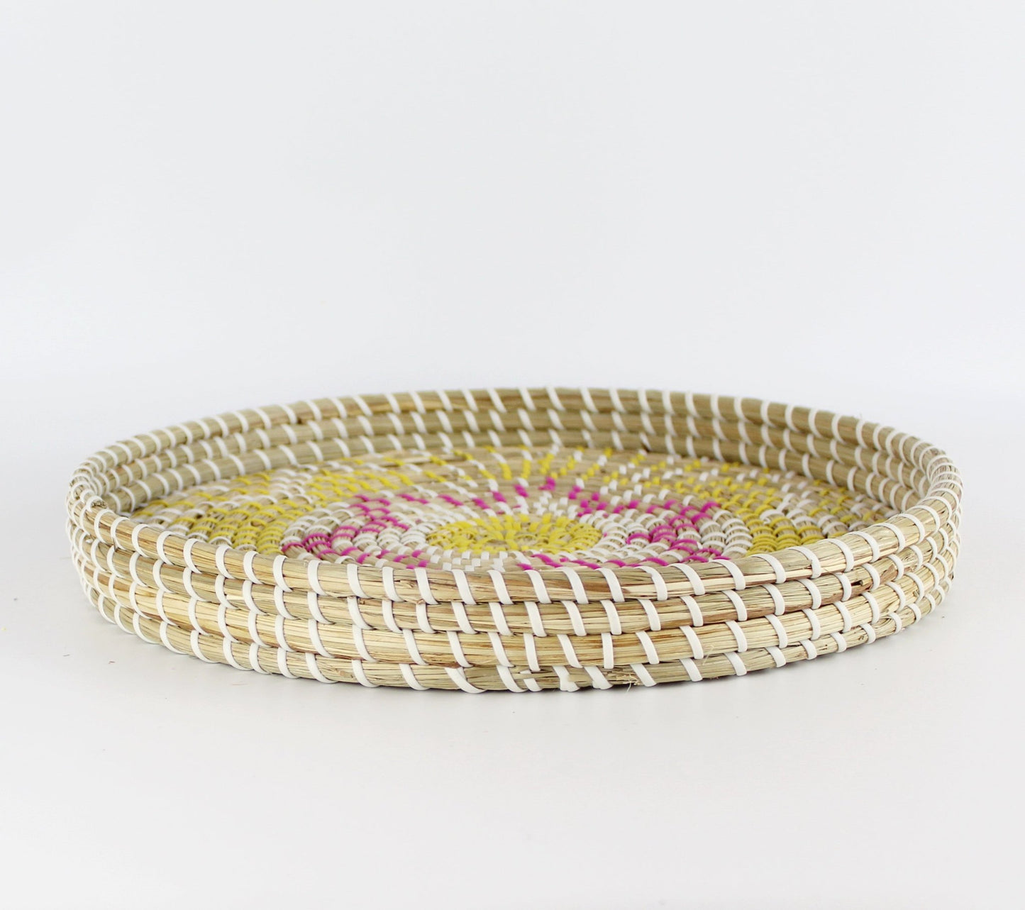 Natural Seagrass Woven Round Serving Tray - Eco Handcraft store