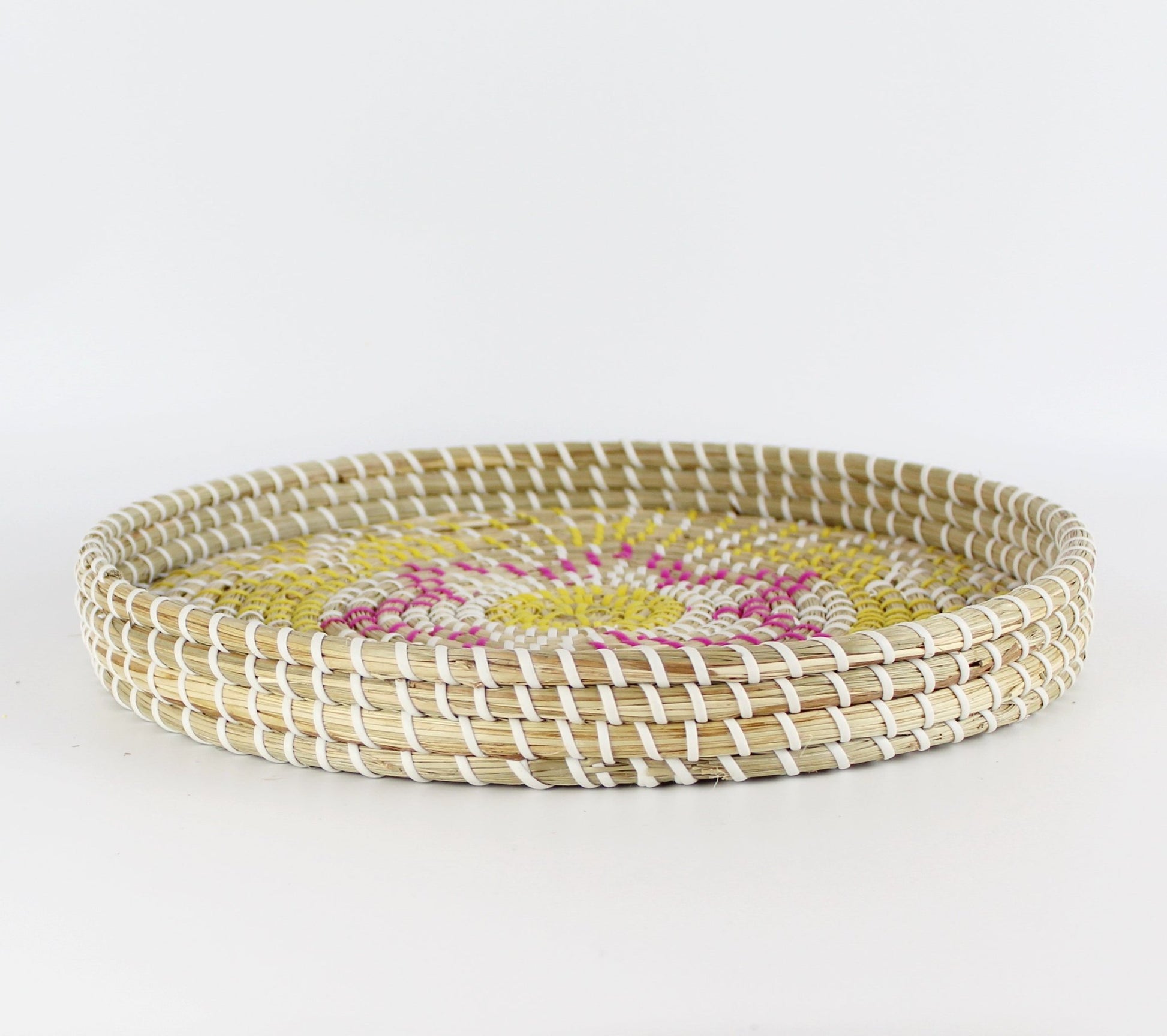 Natural Seagrass Woven Round Serving Tray - Eco Handcraft store