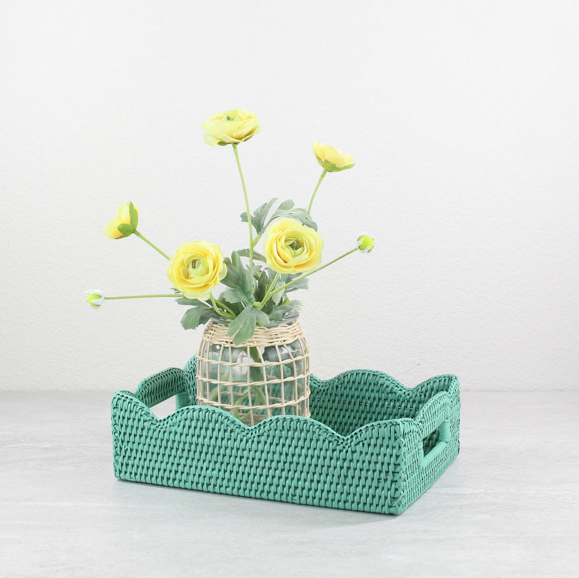 Rattan Dinning Accessory Collection-scalloped rectangle tray-01