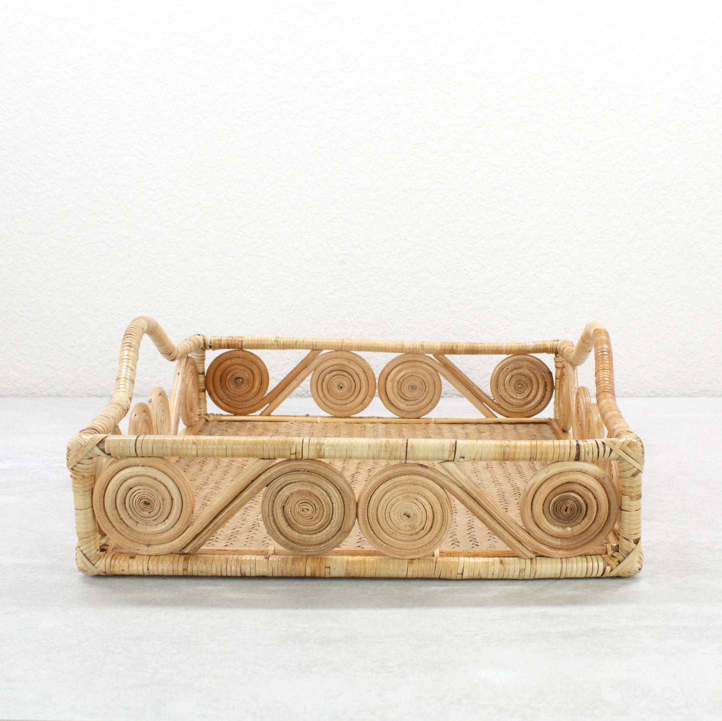 1940s Vintage Inspired Swirly Square Rattan Tray