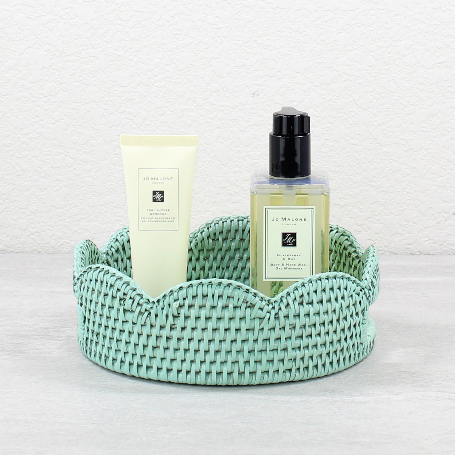 Sage Leaf Rattan Décor for Small Spaces-scalloped tray