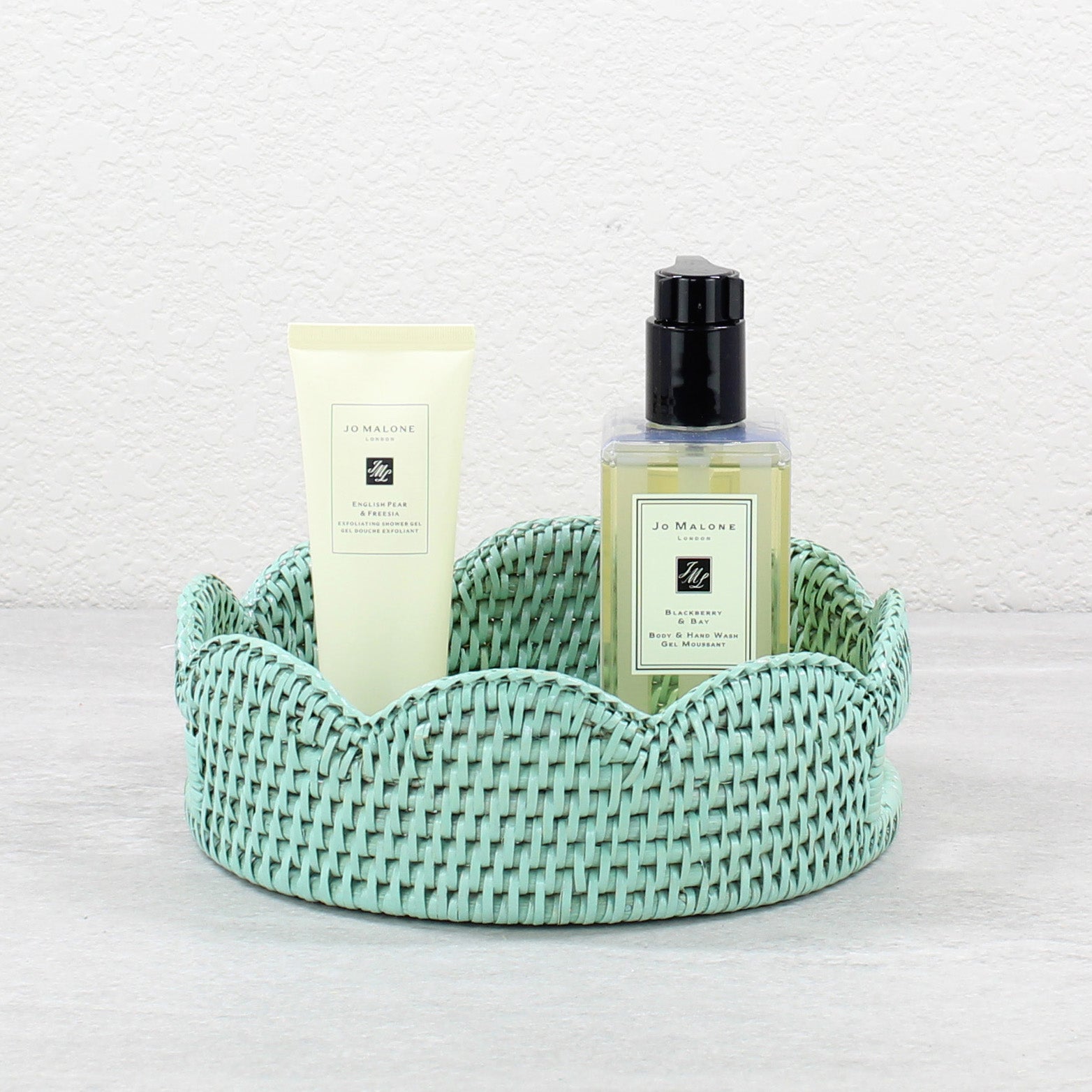 Sage Leaf Rattan Décor for Small Spaces-scalloped tray