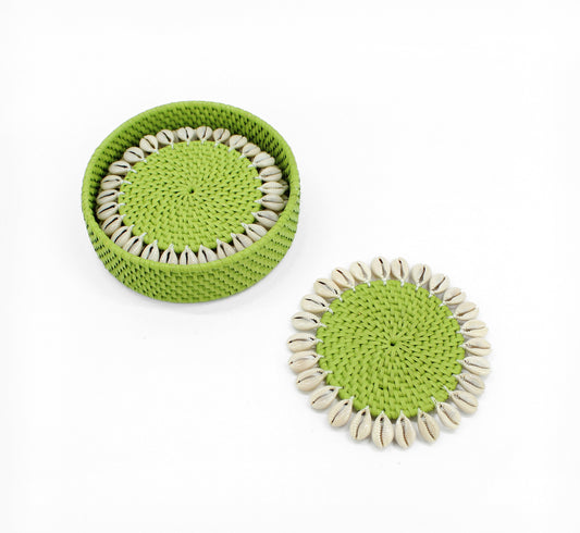 Dinning-Table-Setting-Luxury-High-Quality-Handmade-Sustainable-Green-Rattan-Seashell-Coaster-1