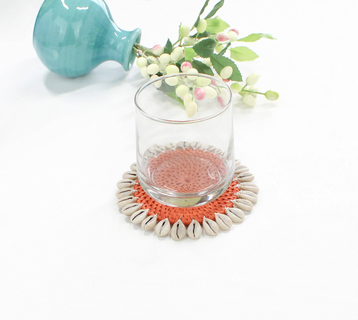 Dinning-Table-Setting-Luxury-High-Quality-Handmade-Sustainable-Orange-Rattan-Seashell-Coaster-4