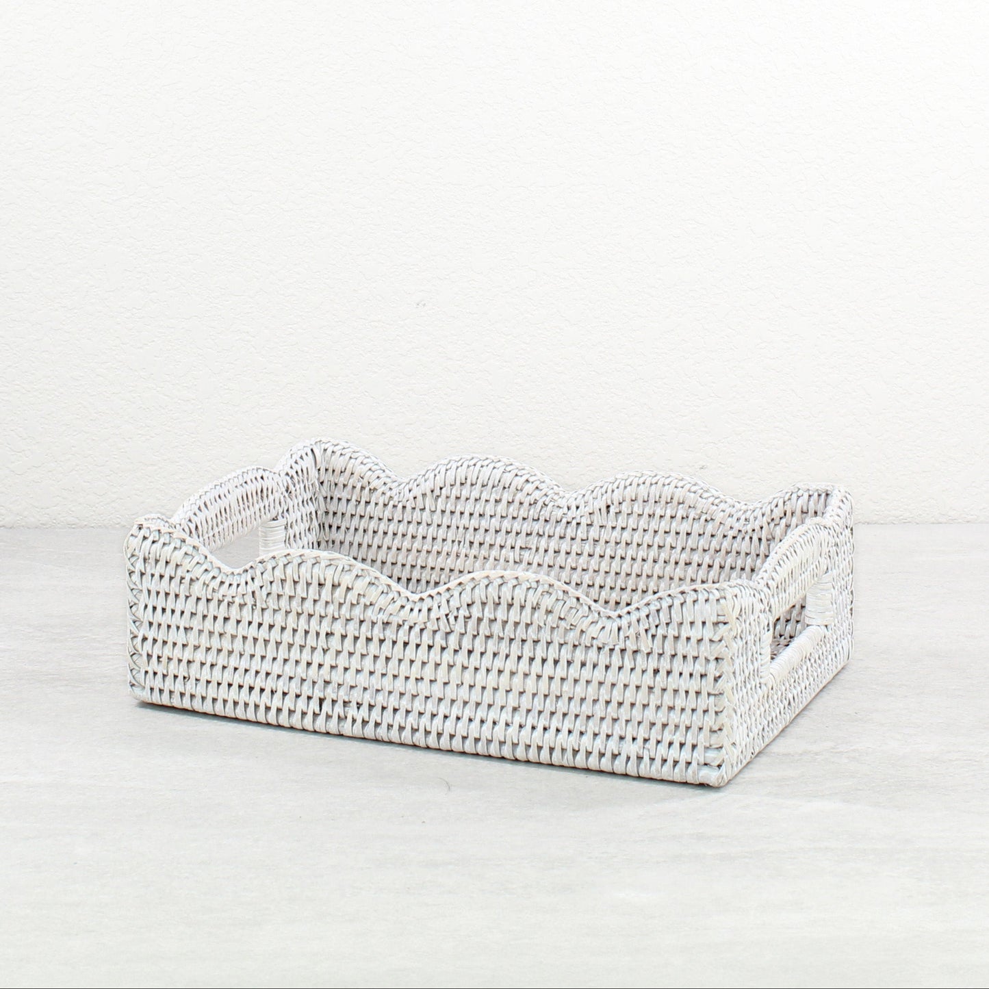 Eco Handcraft -Scalloped_Rattan_Coffee_Table_Bed_Serving_Tray_w_Handles-Small-Whitewash-