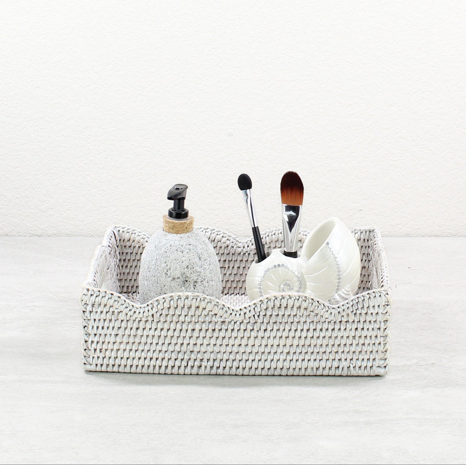 Eco Handcraft -Scalloped_Rattan_Coffee_Table_Bed_Serving_Tray_w_Handles-Small-Whitewash-0
