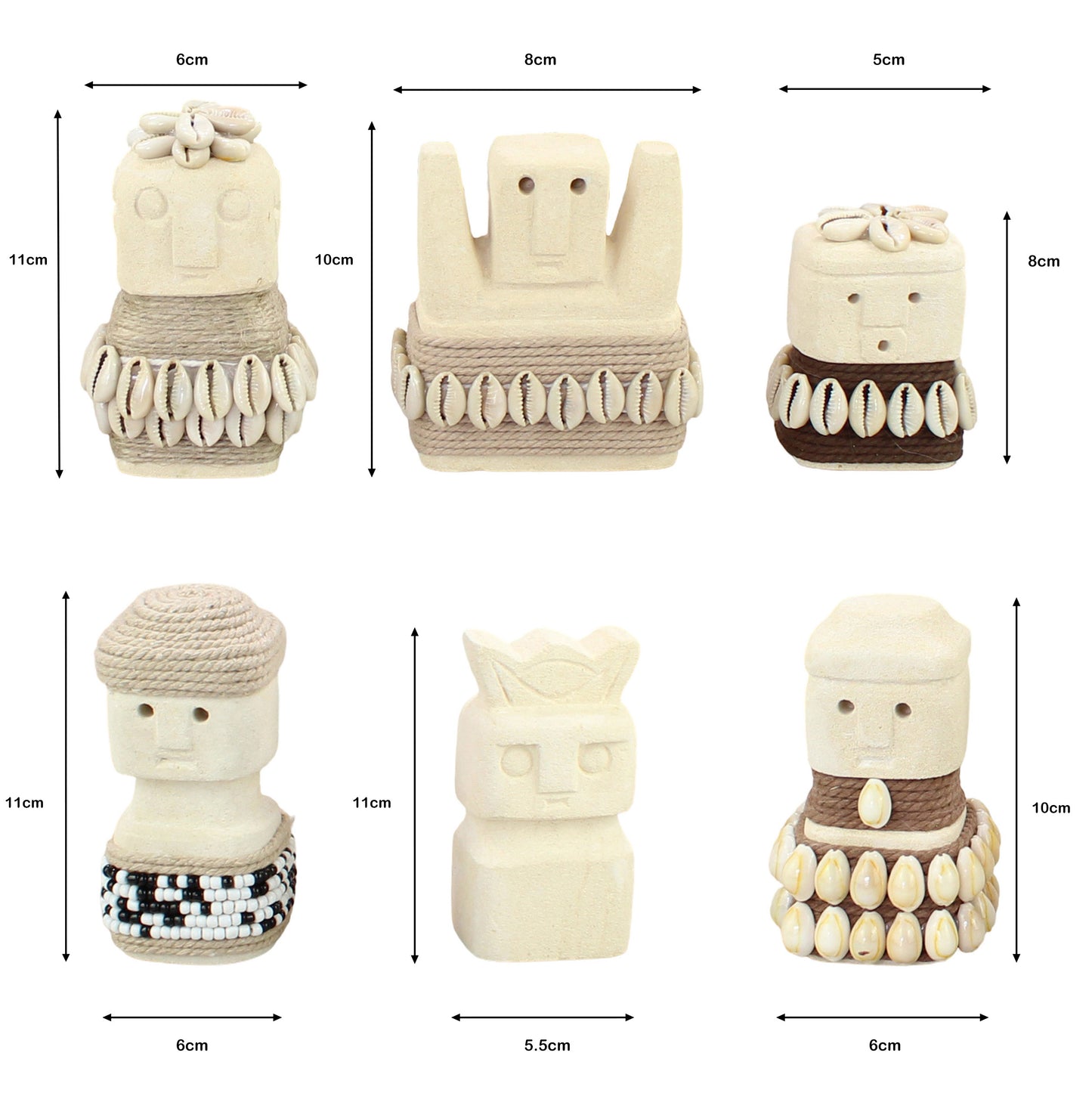 Handcrafted Sumba guardian figurine collection measurement — tribal coastal home decor.