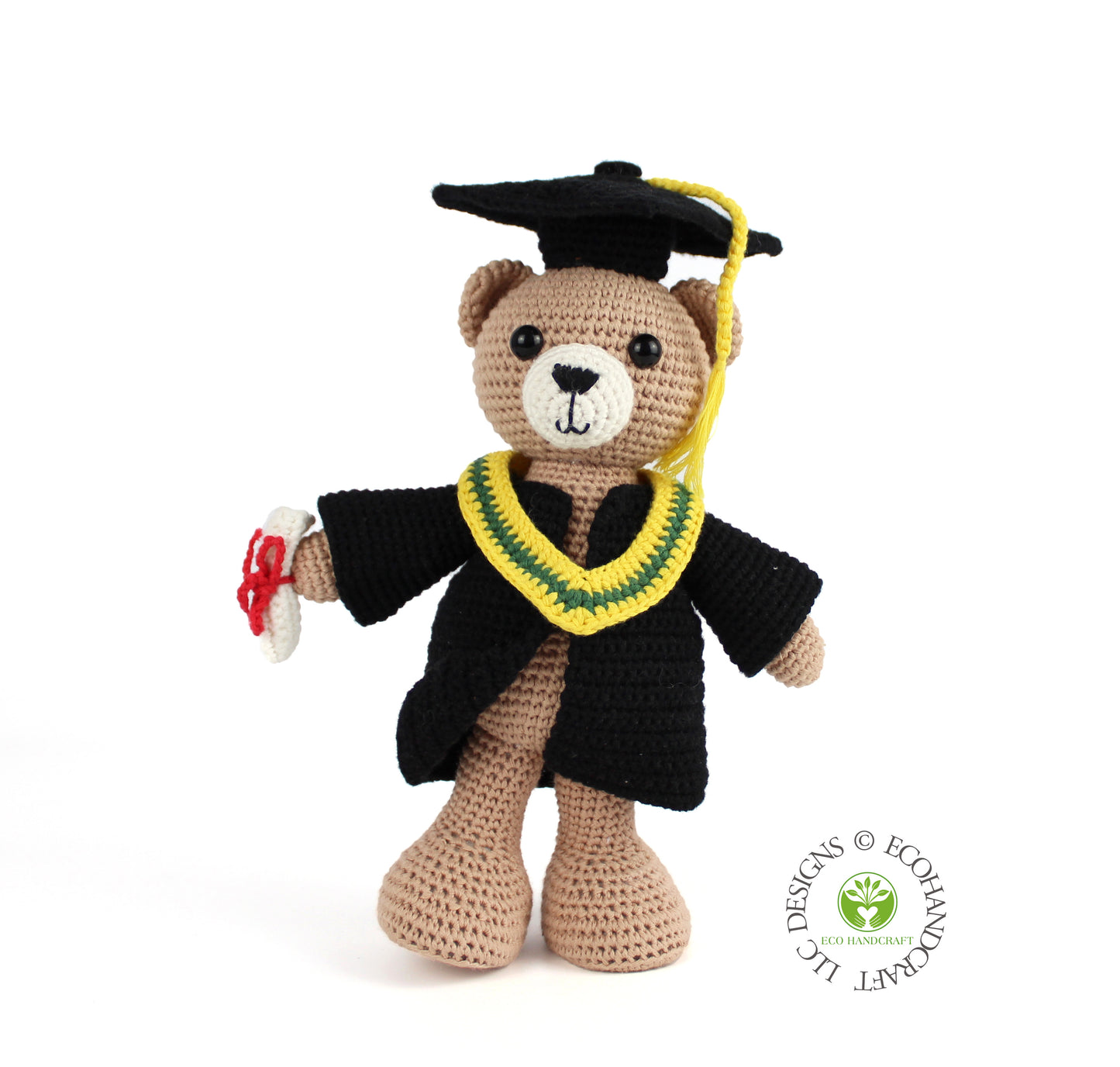 Original Design Handmade Crochet Standing Amigurumi Graduation Bear: Perfect Graduation Gift & Décor