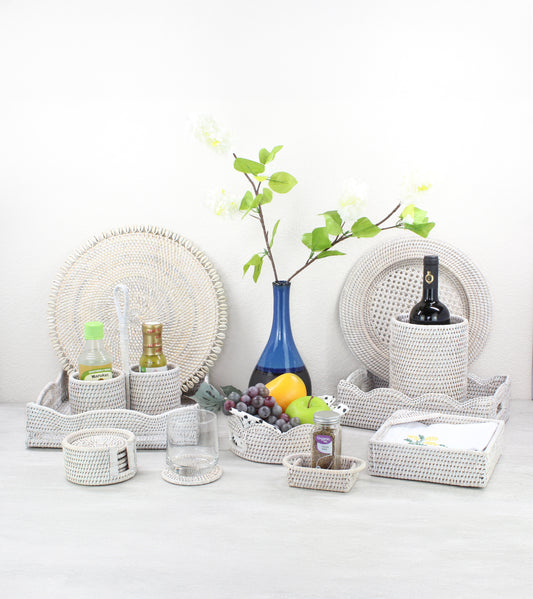Sustainable Rattan Dining Collection-Whitewash