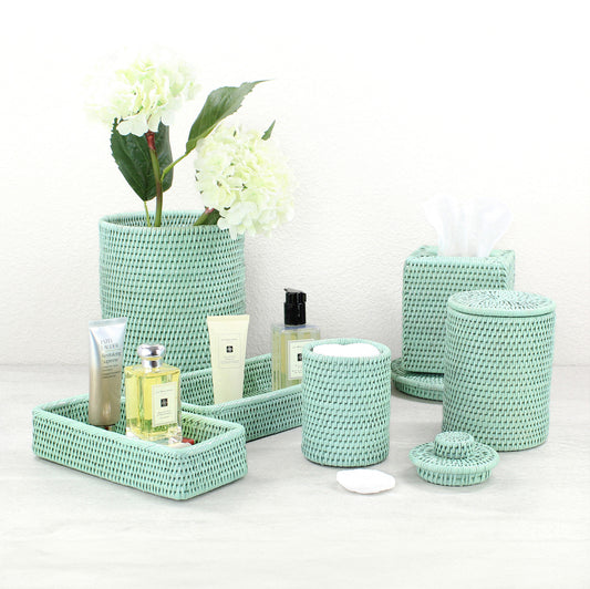 Rattan Bathroom Accessory Collection Sustainable Home Organizing Sage Leaf-01