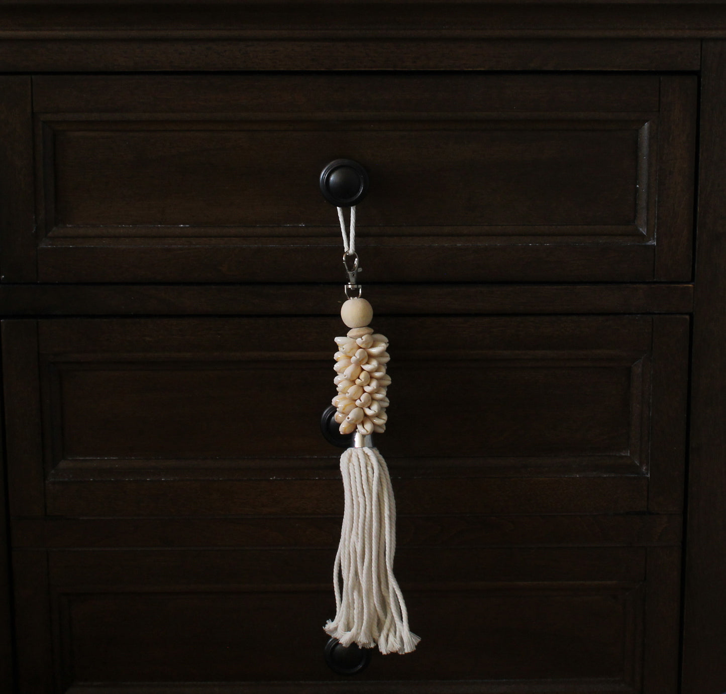 Handmade Seashell Tassel Keychain - Cotton Fringe Bag & Home Accent