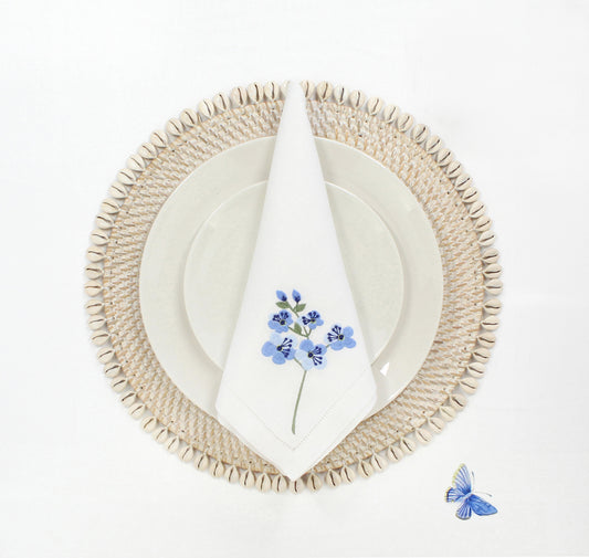 Oasis Handcrafted Seashell-Trimmed Rattan Placemat-Set of 4