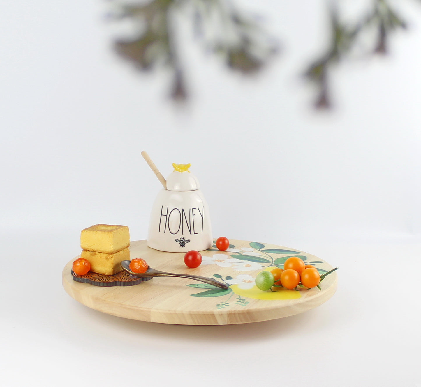 Carolyne Lemon Wood Lazy Susan 14" - Eco Handcraft store