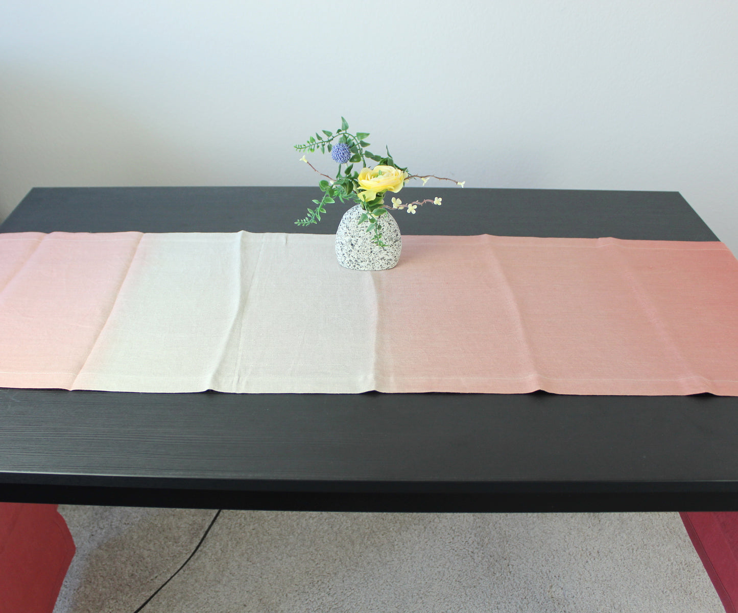 Dip-Dye Rust Brown Linen Table Runner 90"