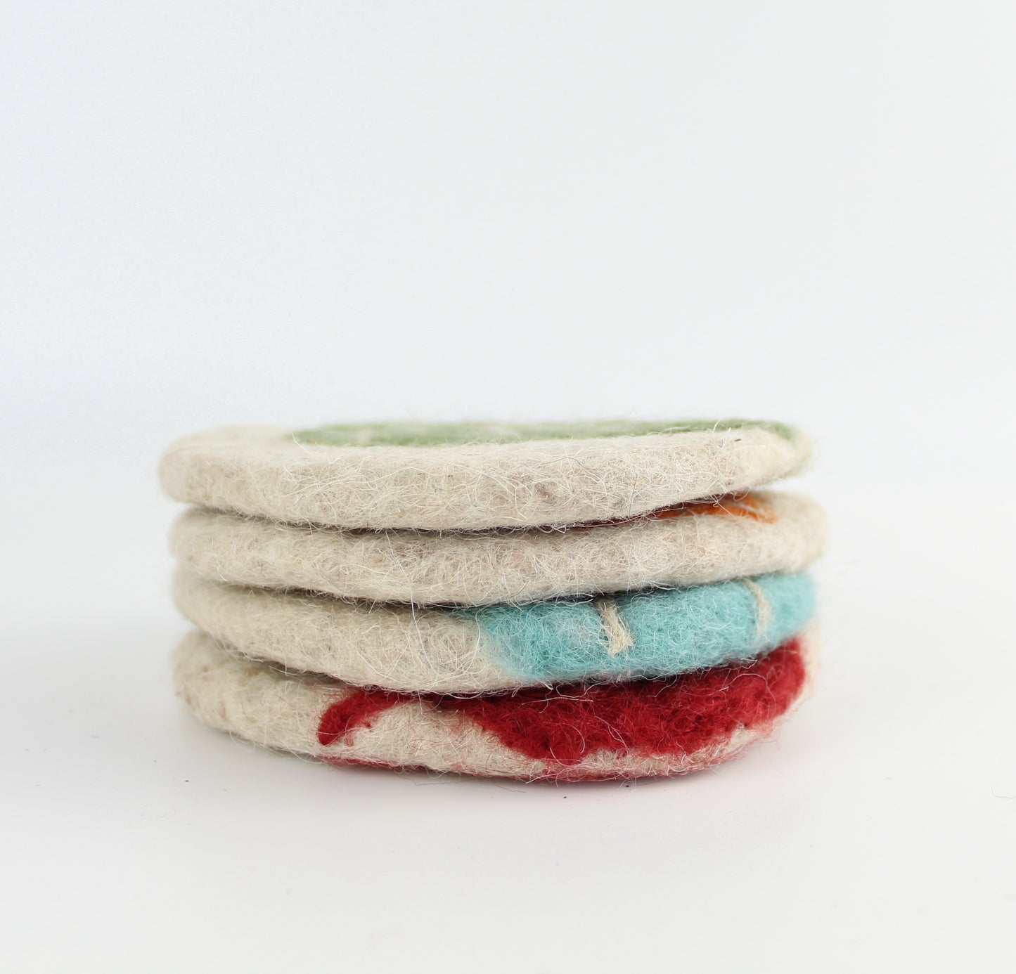 Leaves Felted Wool Coasters, Set of 4 - Eco Handcraft store