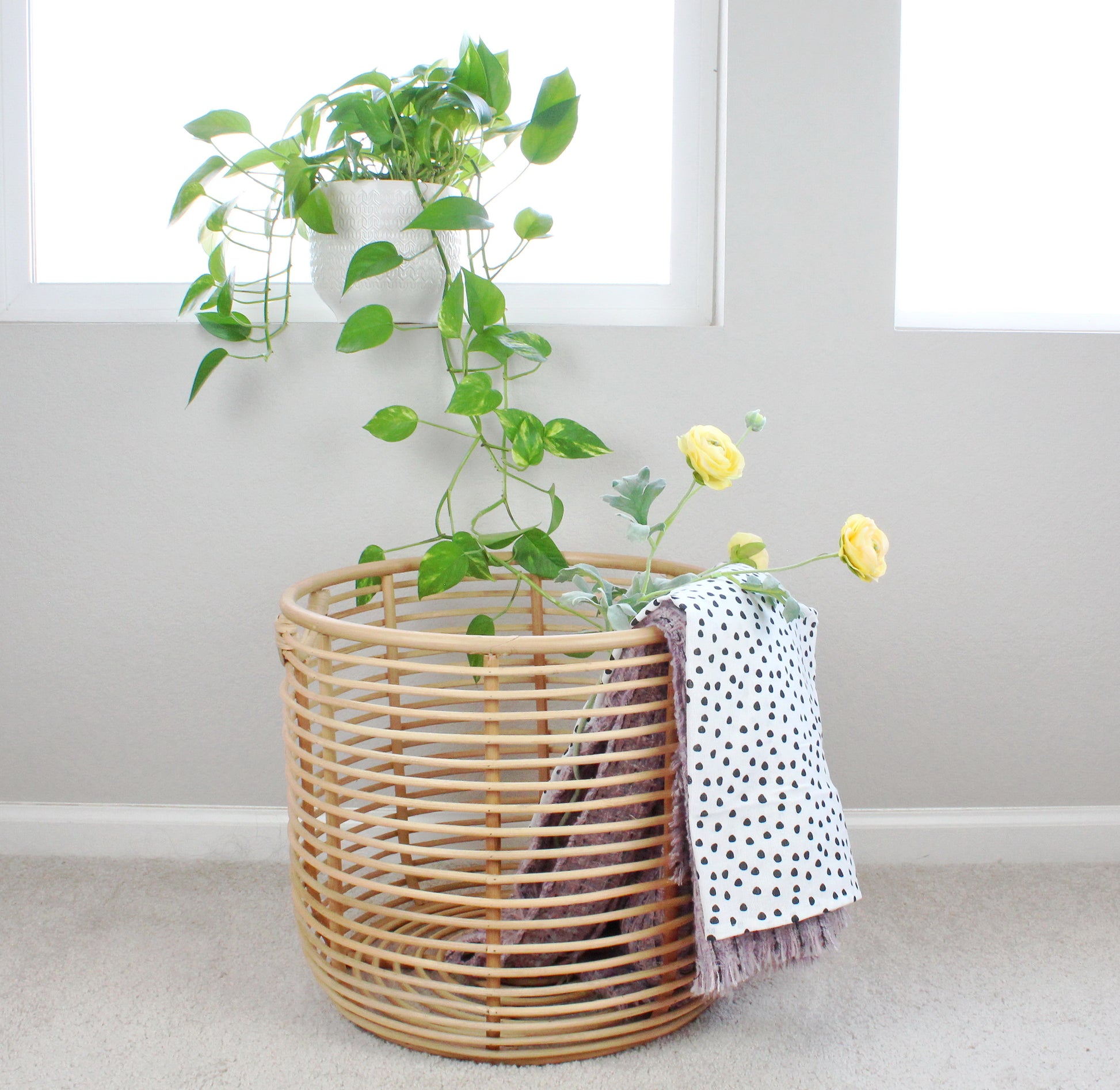 Handcrafted Large Rattan Basket-withprops-Eco Handcraft store