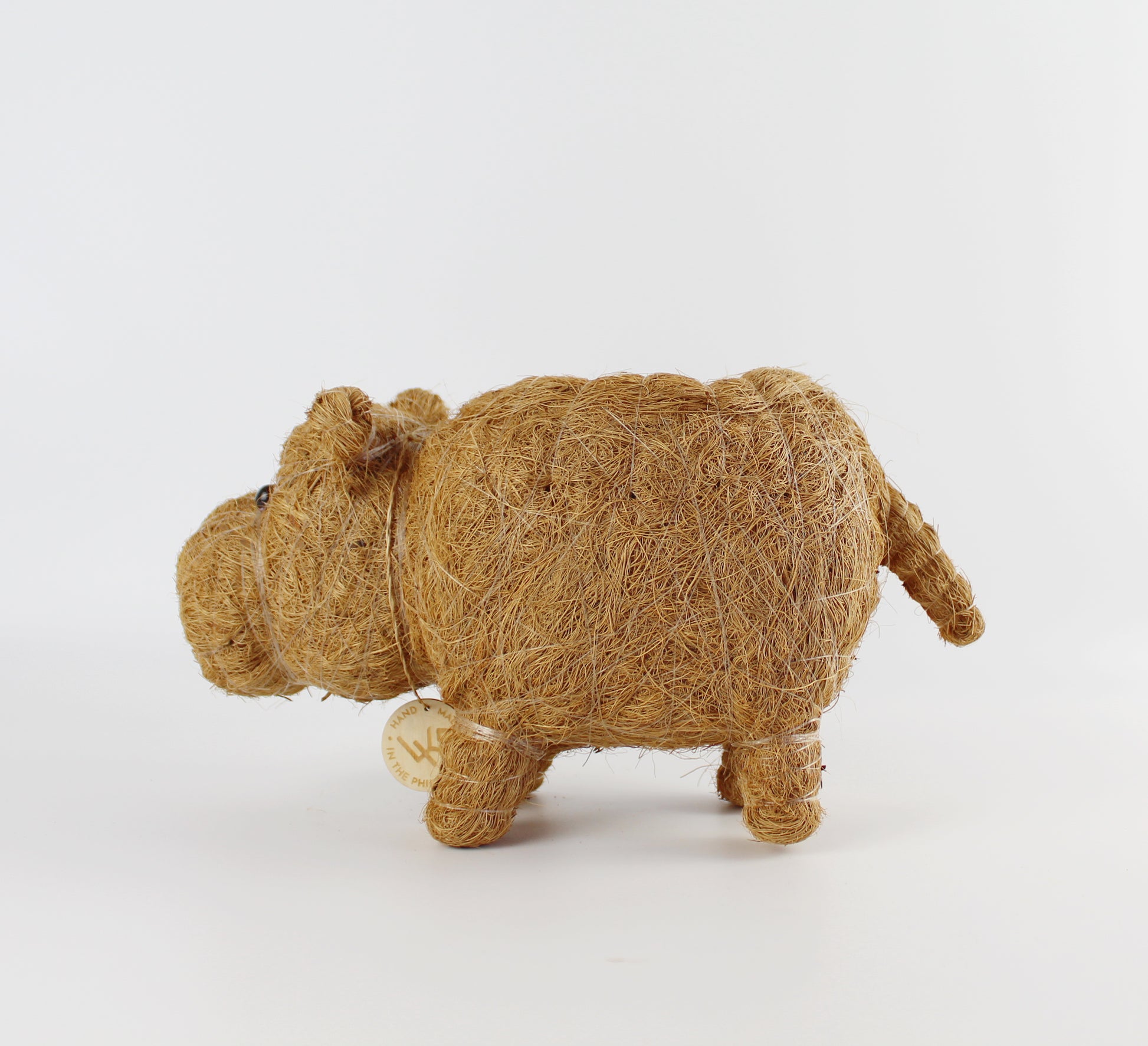 Handmade Coco Coira Animal Planter- Baby Hippo - Eco Handcraft store