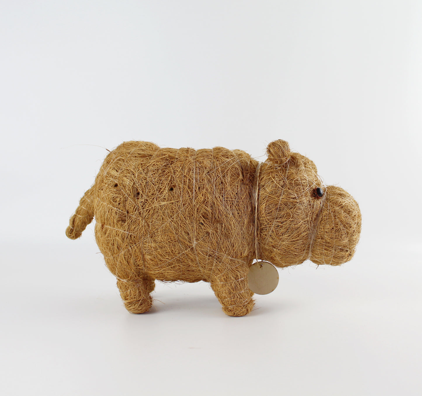 Handmade Coco Coira Animal Planter- Baby Hippo - Eco Handcraft store