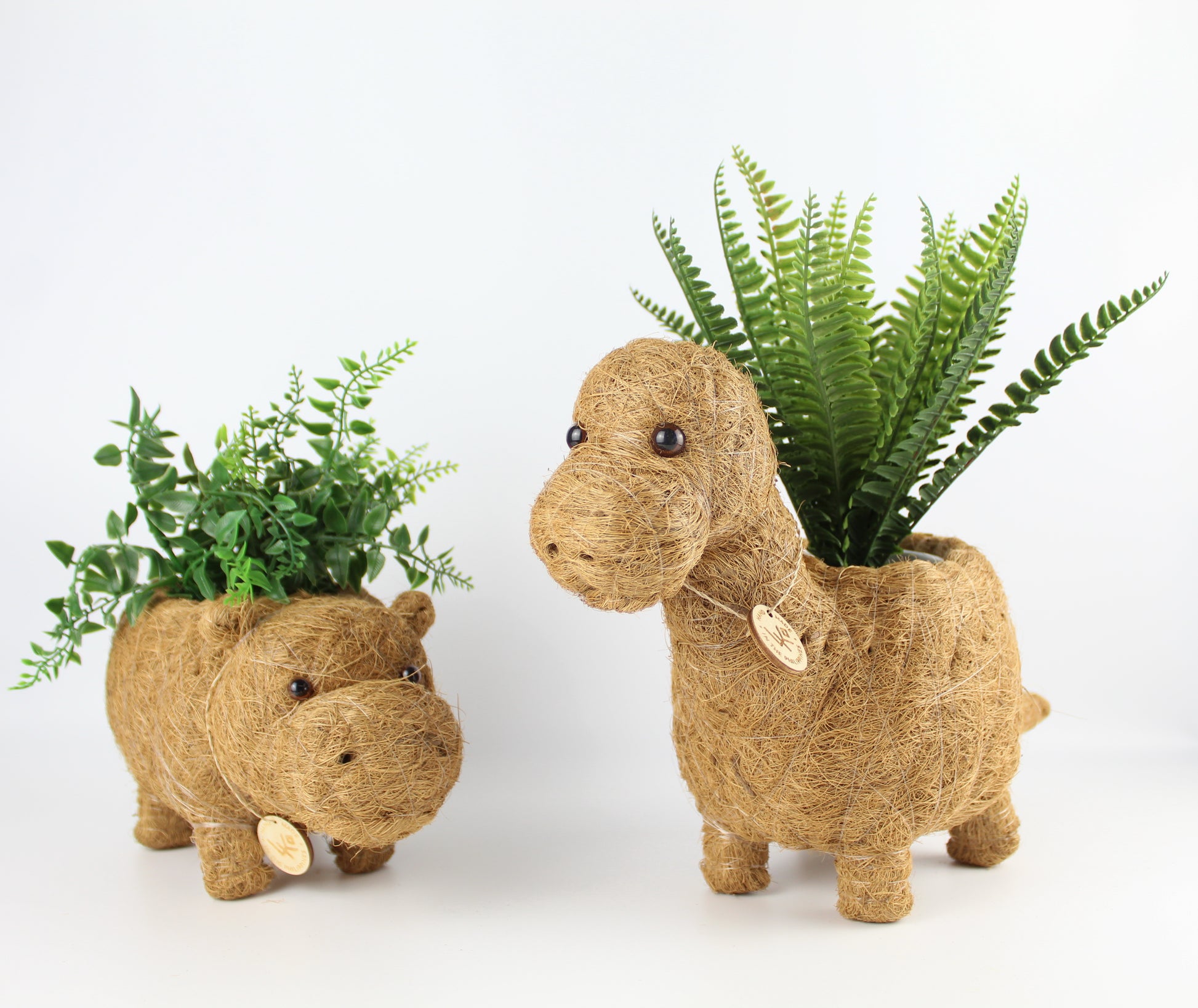 Handmade Coco Coira Animal Planter- Baby Hippo - Eco Handcraft store