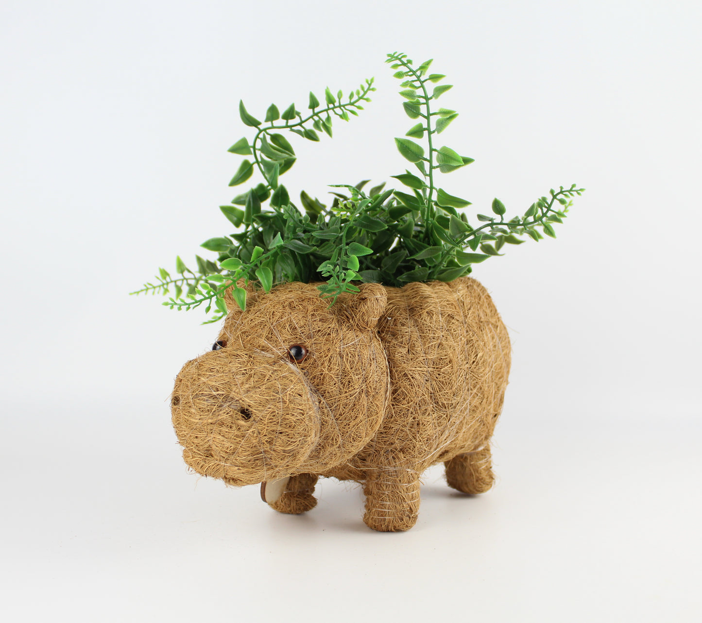 Handmade Coco Coira Animal Planter- Baby Hippo - Eco Handcraft store