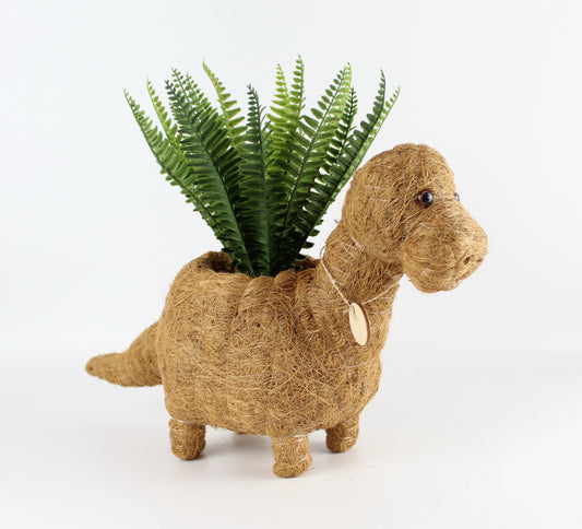 Handmade Coco Coira Animal Planter- Brontosaurus - Eco Handcraft store
