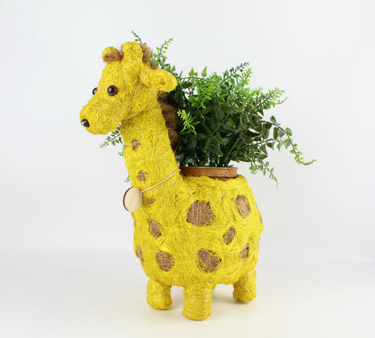 Handmade Coco Coira Animal Planter- Giraffe - Eco Handcraft store